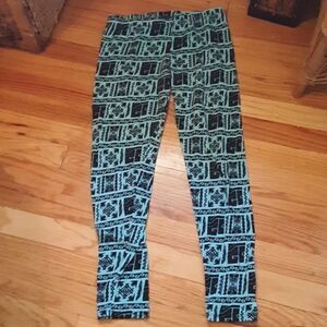 💫💫💫DOTS BLACK AND TURQUOISE AZTEC PRINT LEGGINGS JR L